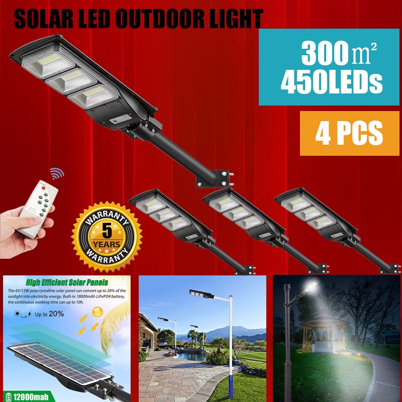 Solar Street Outdoor Light Lamp Panel With Remote Control