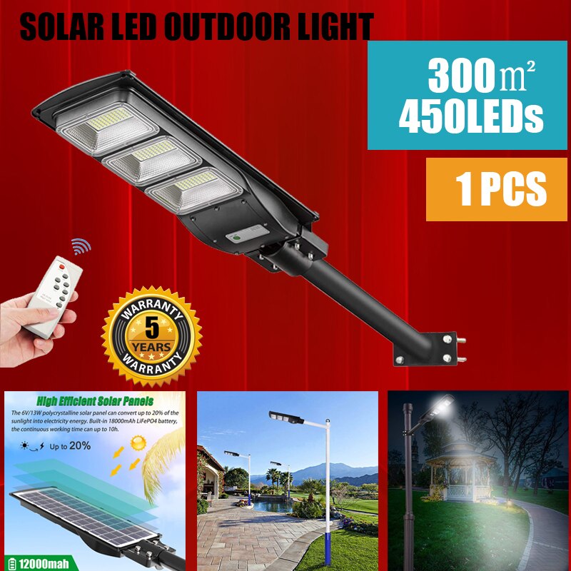Solar Street Outdoor Light Lamp Panel With Remote Control