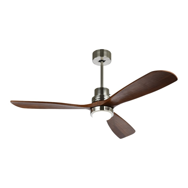 Wooden Modern LED Chandelier With Ceiling Fan