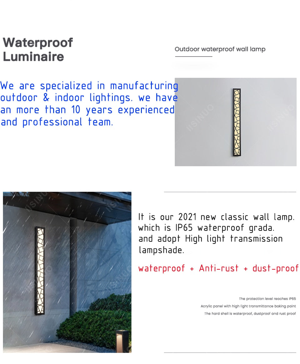 Waterproof Outdoor Aluminum Wall Tall LED Lamp IP65