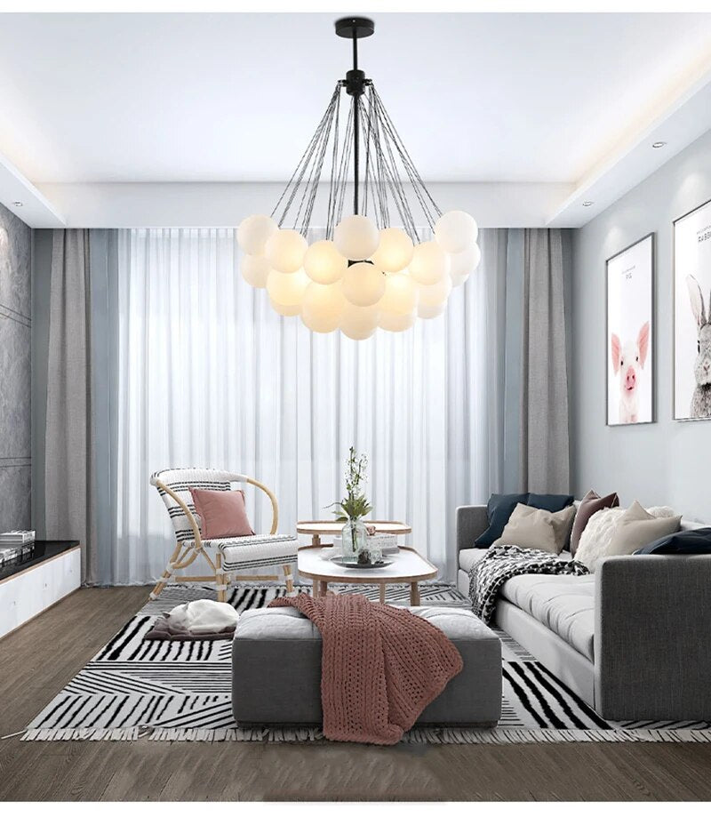 Bubble Glass Chandelier Frosted Glass