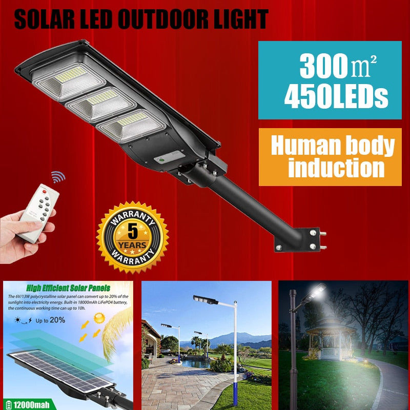 Solar Street Outdoor Light Lamp Panel With Remote Control