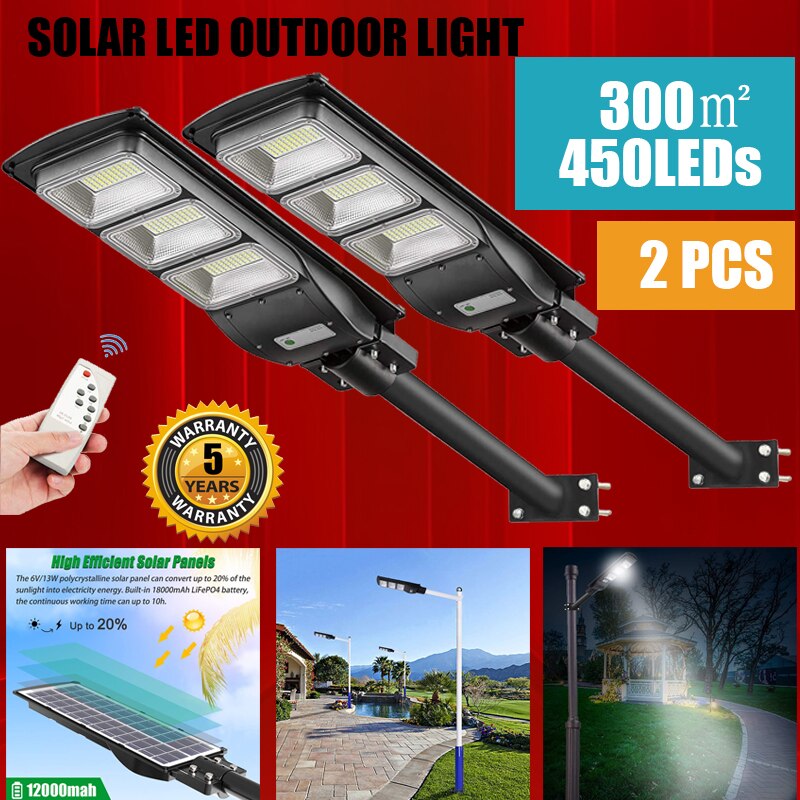 Solar Street Outdoor Light Lamp Panel With Remote Control