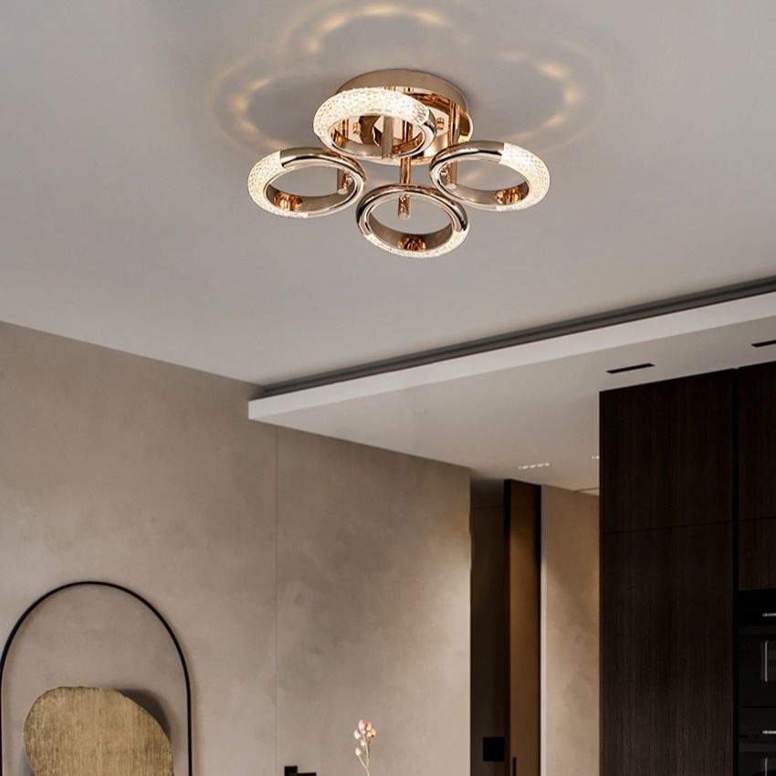 Postmodern Nordic Luxury Golden Ring Iron Chandelier