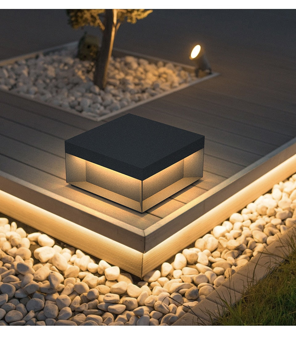 Solar LED Garden Light Outdoor Column Head Light Waterproof Street Light Fence Cap