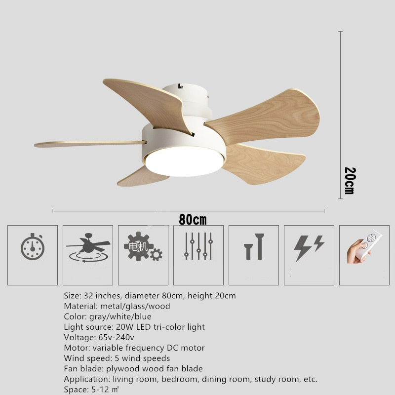 Silent Fan Ceiling Lamp - Loft Fan With LED Light and Remote