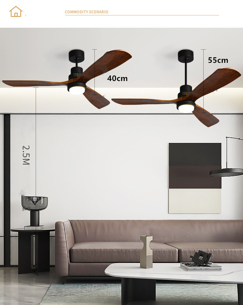 Wooden Modern LED Chandelier With Ceiling Fan