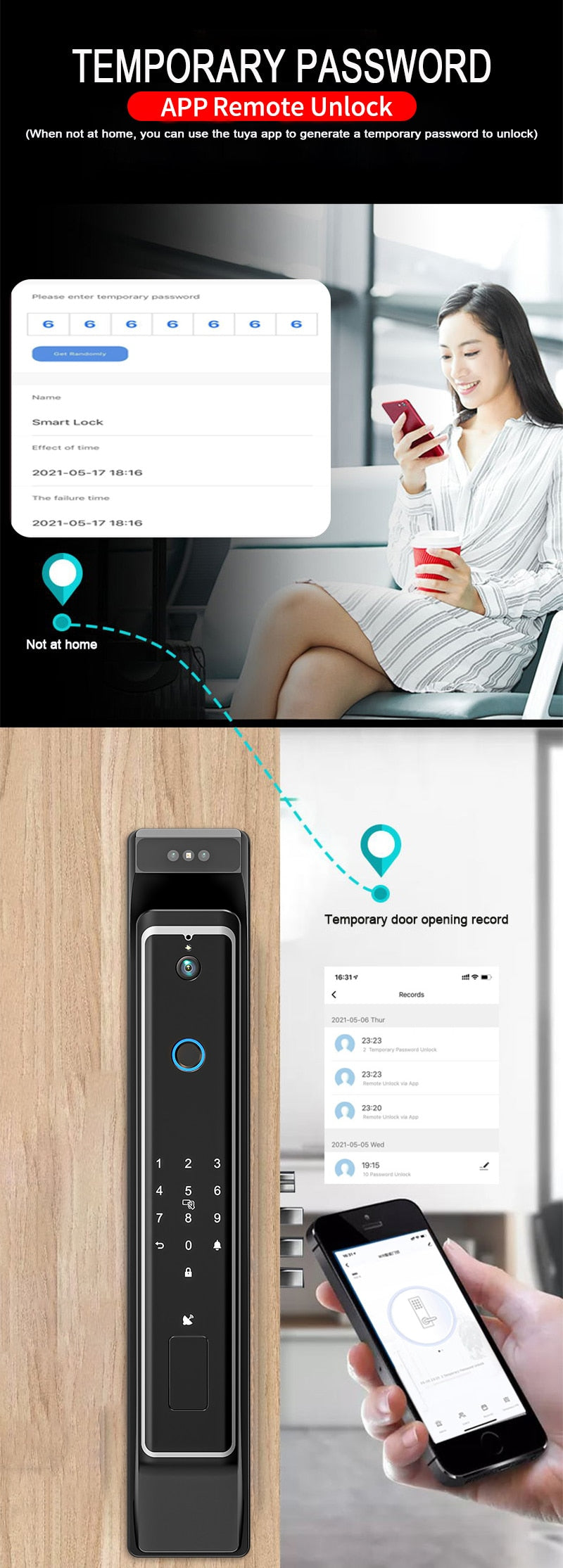 New Fingerprint Door Lock 3D Face Recognition Smart Door Lock