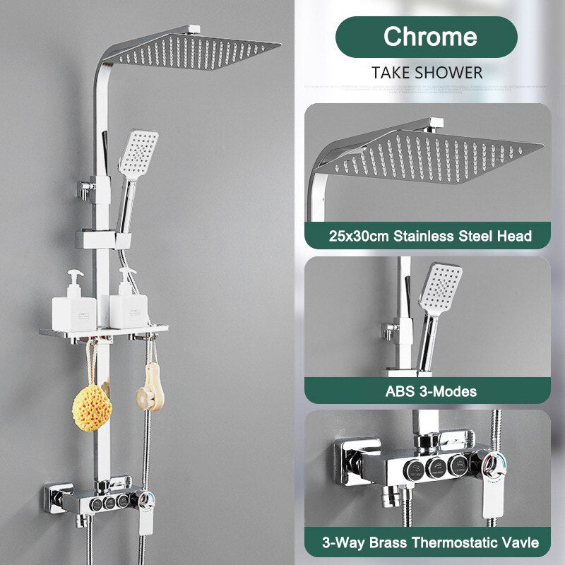 Thermostatic Digital Display Rain Shower Faucet Bidet Faucet Spout Faucet Bathroom Faucet Set