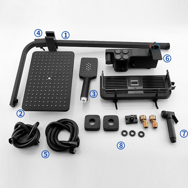Thermostatic Digital Display Rain Shower Faucet Bidet Faucet Spout Faucet Bathroom Faucet Set