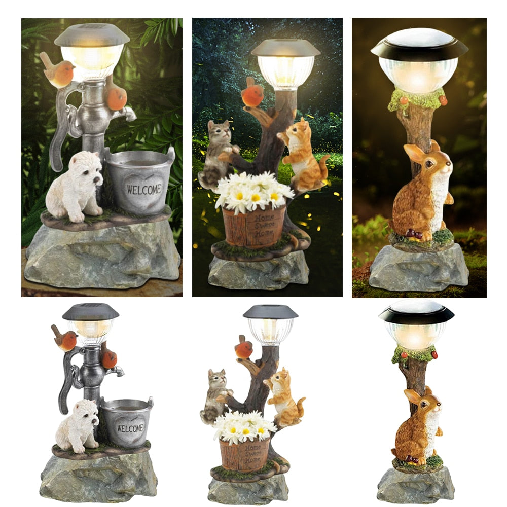 Solar LED Light Animals Decorative Figurine With Light Outdoor Garden Lawn