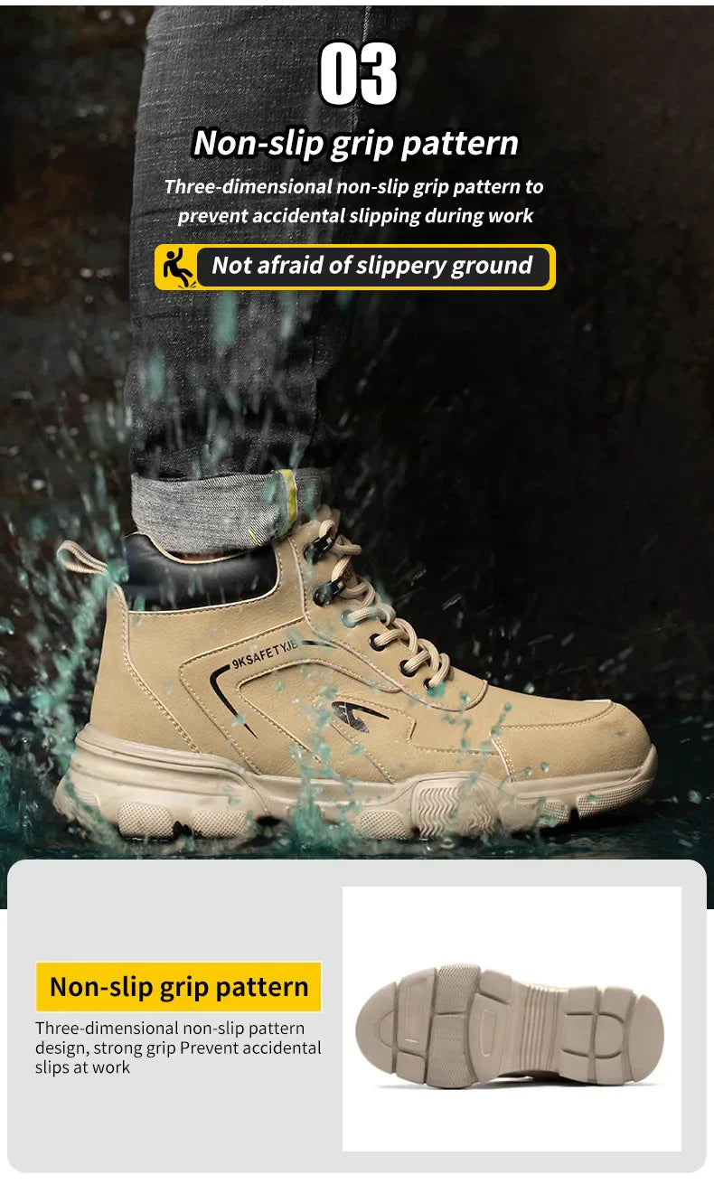 New Work Safety Boots Anti-smash Anti-puncture Steel Toe