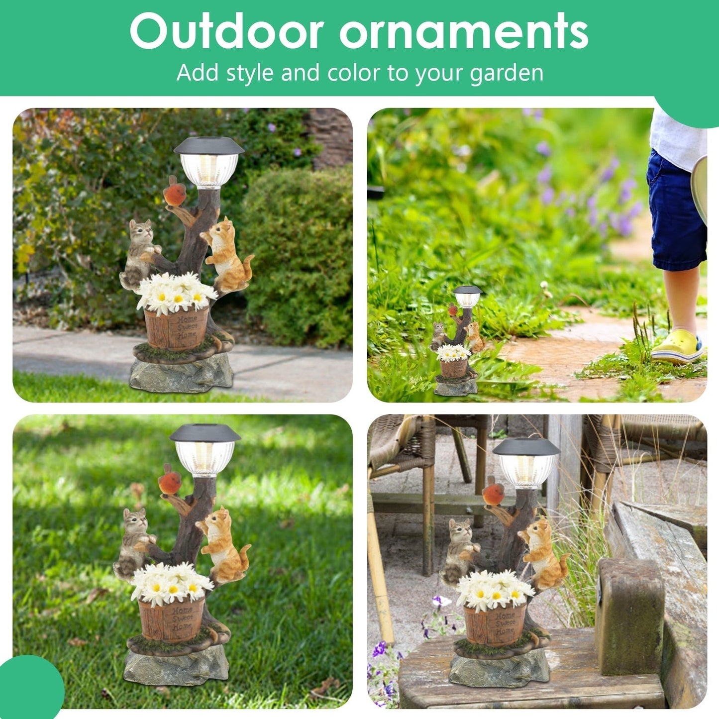 Solar LED Light Animals Decorative Figurine With Light Outdoor Garden Lawn
