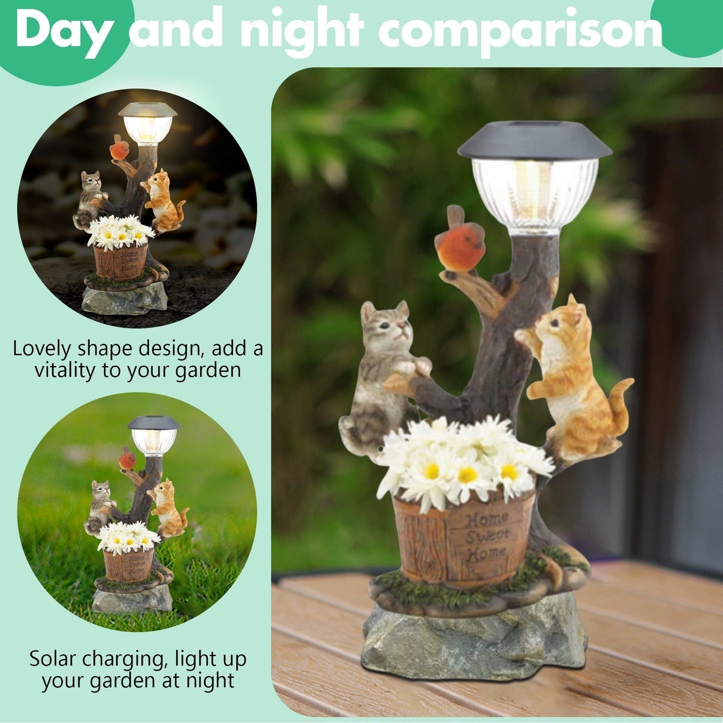 Solar LED Light Animals Decorative Figurine With Light Outdoor Garden Lawn
