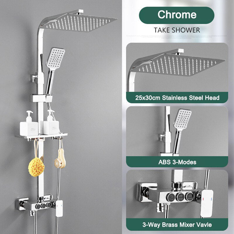 Thermostatic Digital Display Rain Shower Faucet Bidet Faucet Spout Faucet Bathroom Faucet Set