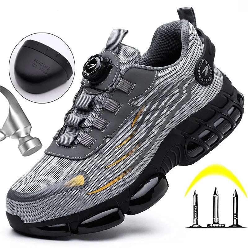 New Indestructible Rotating Button Work Sneakers Safety Shoes