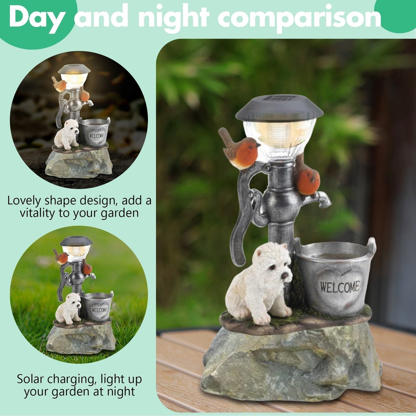 Solar LED Light Animals Decorative Figurine With Light Outdoor Garden Lawn