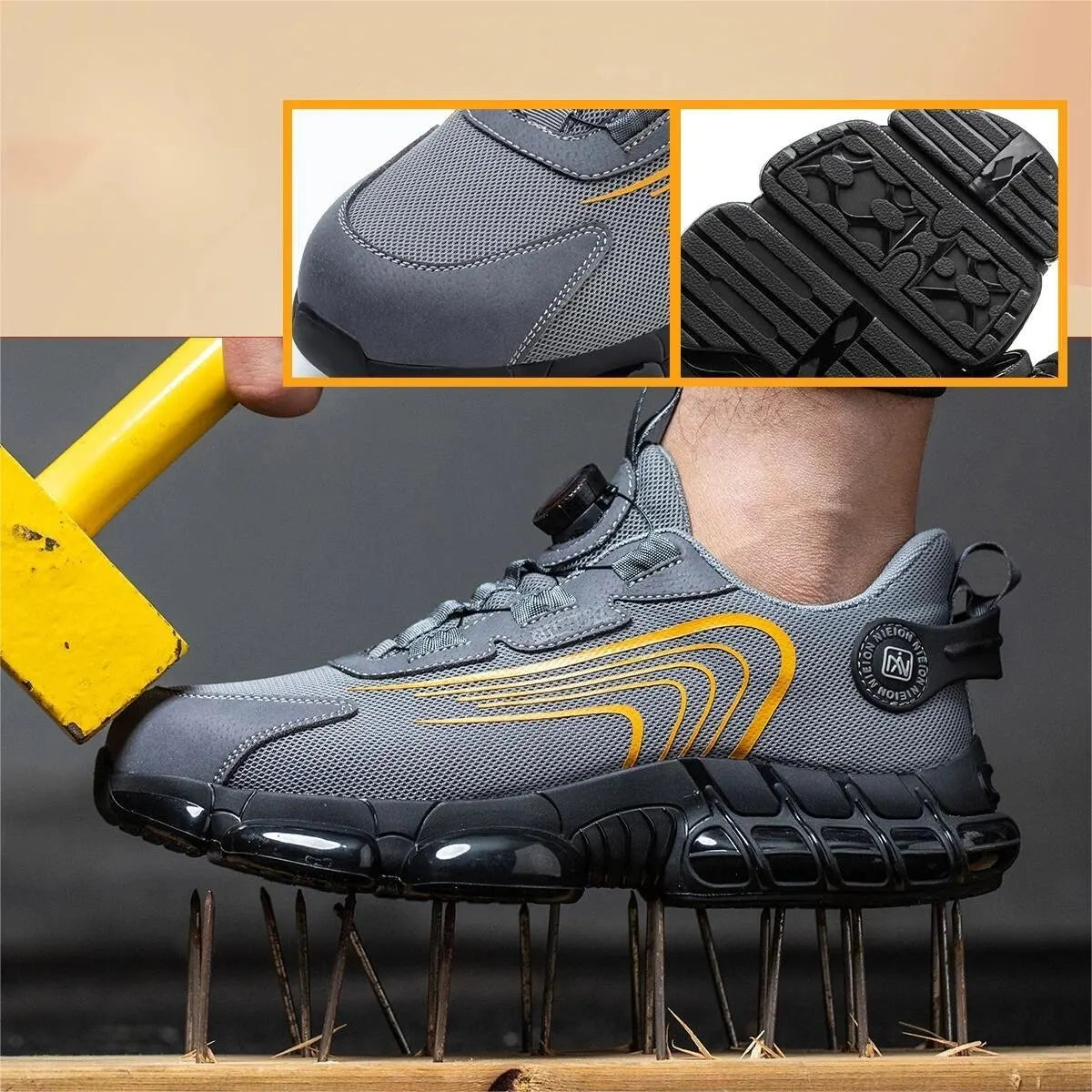 New Indestructible Rotating Button Work Sneakers Safety Shoes