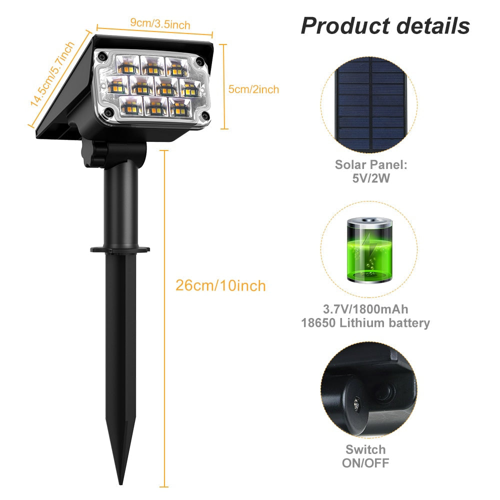 Solar Power Landscape Spotlights Garden Light outdoor IP65 Spotlight