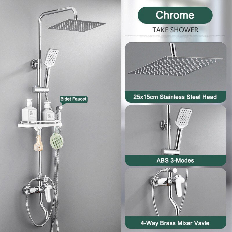 Thermostatic Digital Display Rain Shower Faucet Bidet Faucet Spout Faucet Bathroom Faucet Set