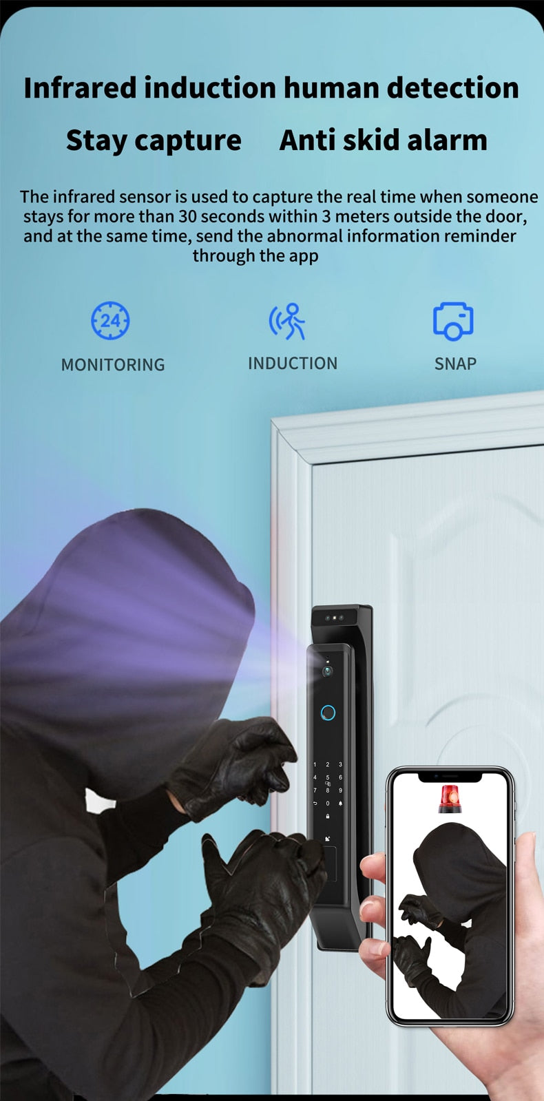New Fingerprint Door Lock 3D Face Recognition Smart Door Lock