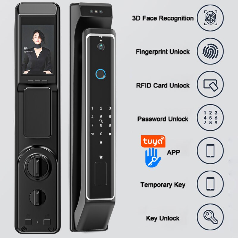 New Fingerprint Door Lock 3D Face Recognition Smart Door Lock