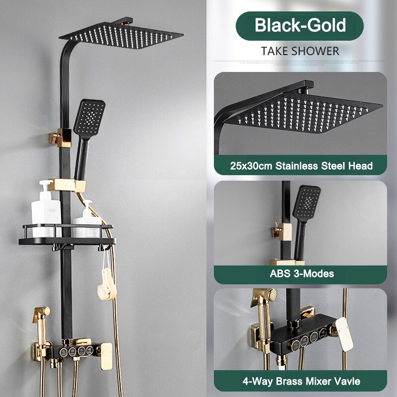 Thermostatic Digital Display Rain Shower Faucet Bidet Faucet Spout Faucet Bathroom Faucet Set