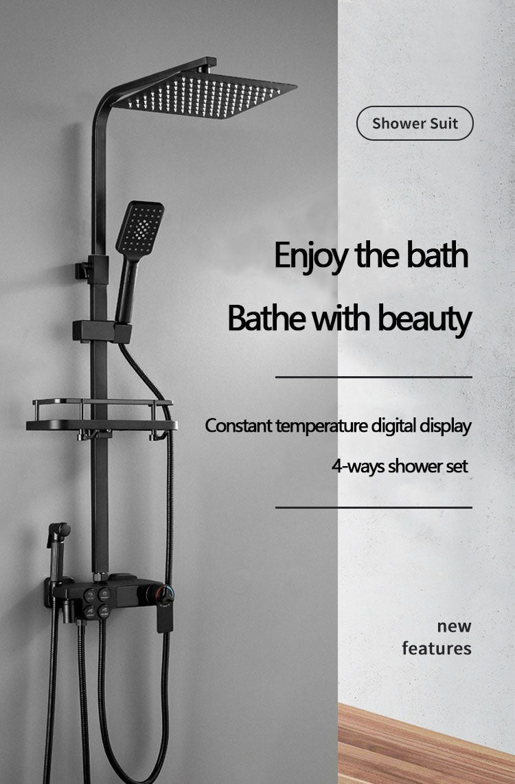Thermostatic Digital Display Rain Shower Faucet Bidet Faucet Spout Faucet Bathroom Faucet Set