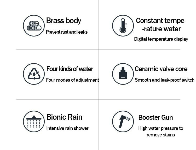 Thermostatic Digital Display Rain Shower Faucet Bidet Faucet Spout Faucet Bathroom Faucet Set