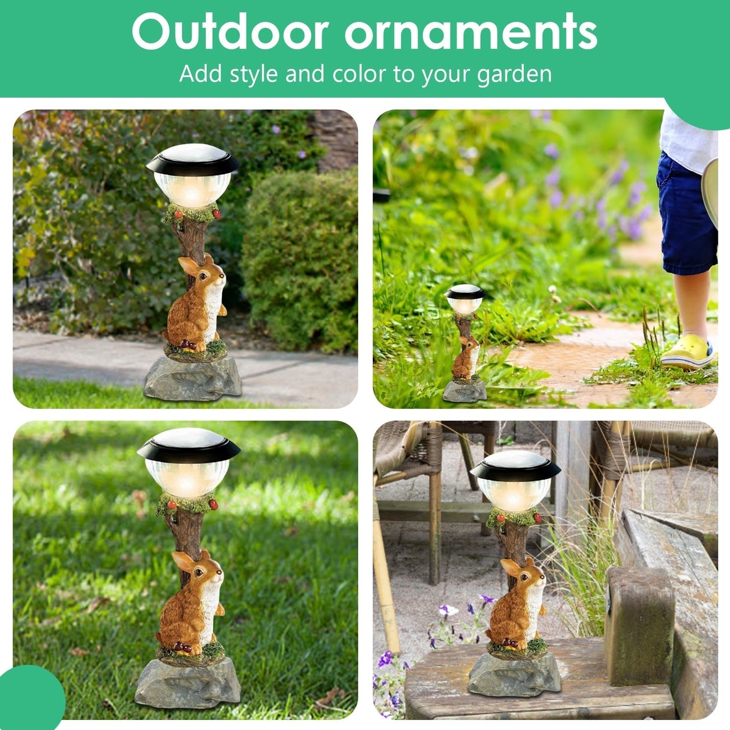 Solar LED Light Animals Decorative Figurine With Light Outdoor Garden Lawn