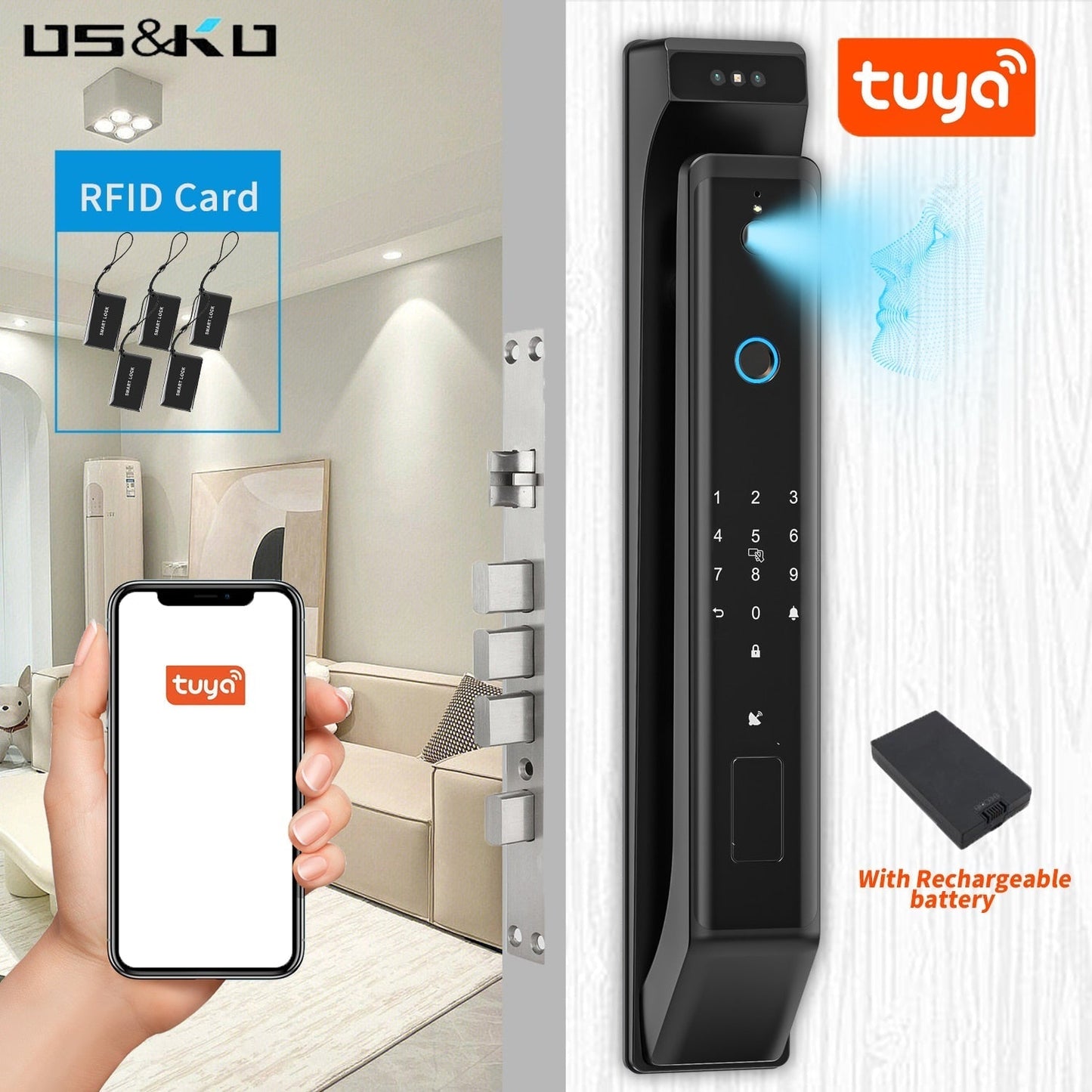 New Fingerprint Door Lock 3D Face Recognition Smart Door Lock