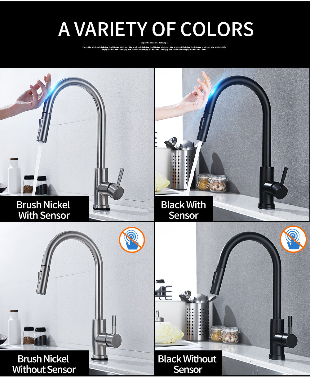 Sensor Kitchen Faucet Stainless Steel With Pull-Out Faucet