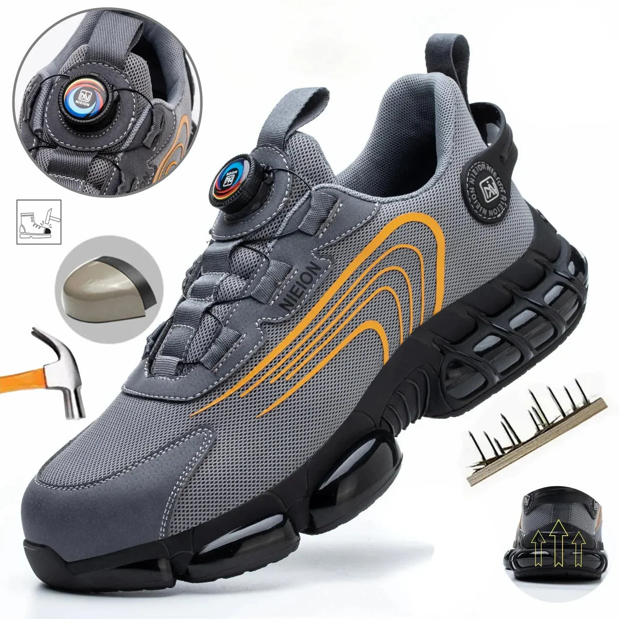 New Indestructible Rotating Button Work Sneakers Safety Shoes
