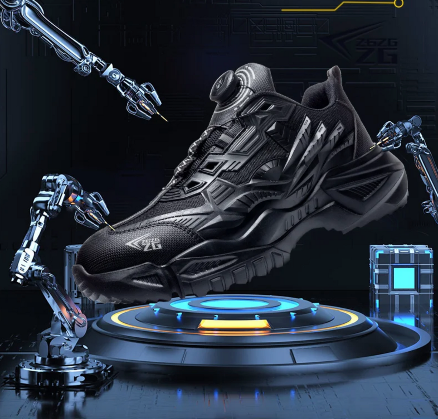 New Safety Work Shoes Black Style Rotary Button