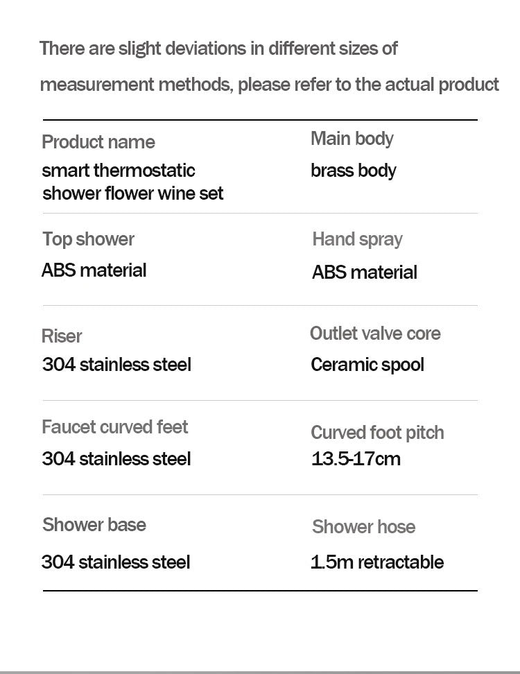 Thermostatic Digital Display Rain Shower Faucet Bidet Faucet Spout Faucet Bathroom Faucet Set