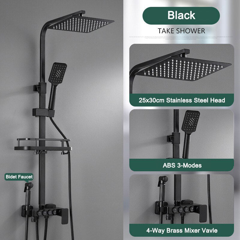 Thermostatic Digital Display Rain Shower Faucet Bidet Faucet Spout Faucet Bathroom Faucet Set