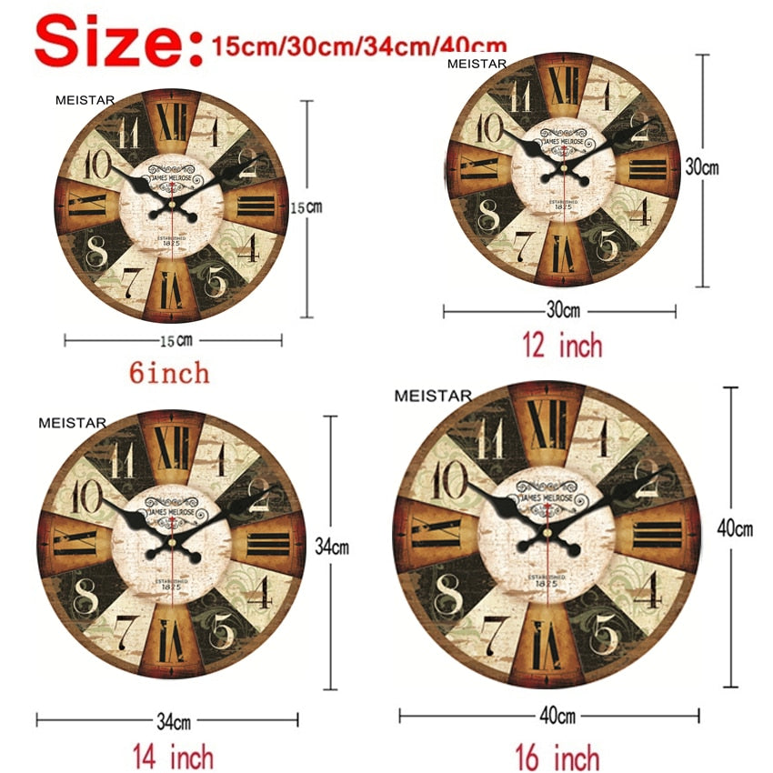 Vintage Wooden Wall Clock Brief Design Silent