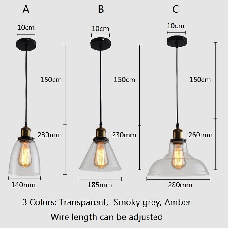 Vintage 5.5" To 11" Wide Pendant Glass Retro Lights - Sofrey Selects