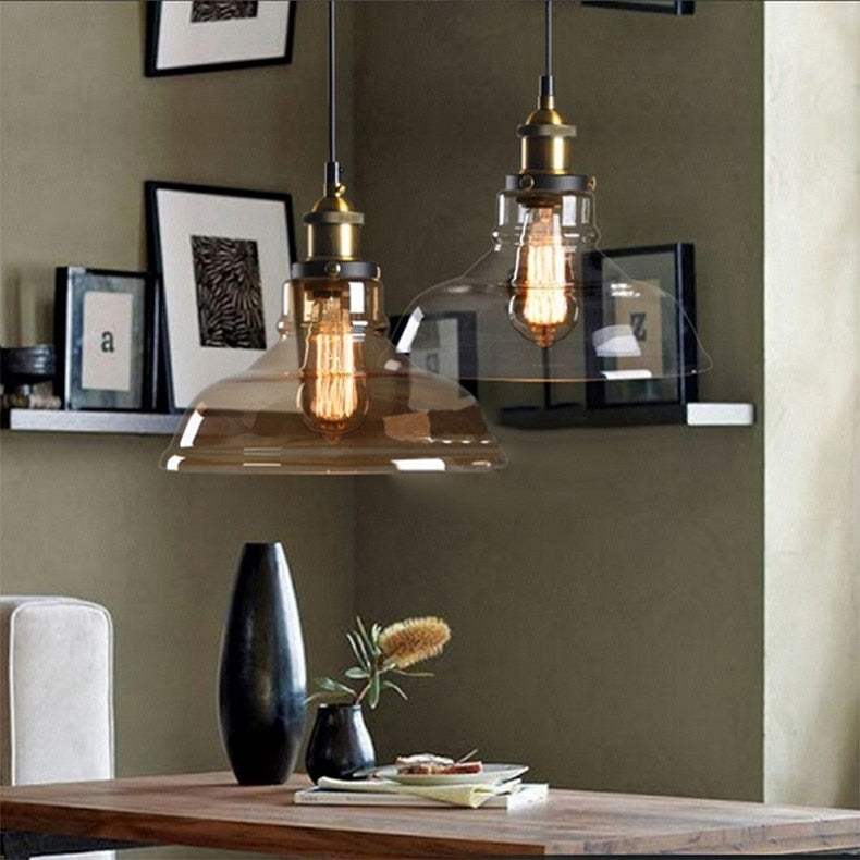Vintage 5.5" To 11" Wide Pendant Glass Retro Lights - Sofrey Select