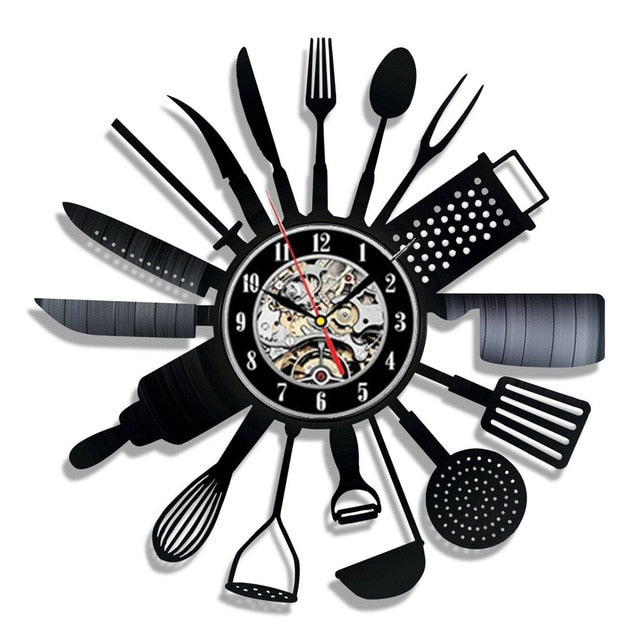 Vinyl Record Wall Clock Kitchen Decorative
