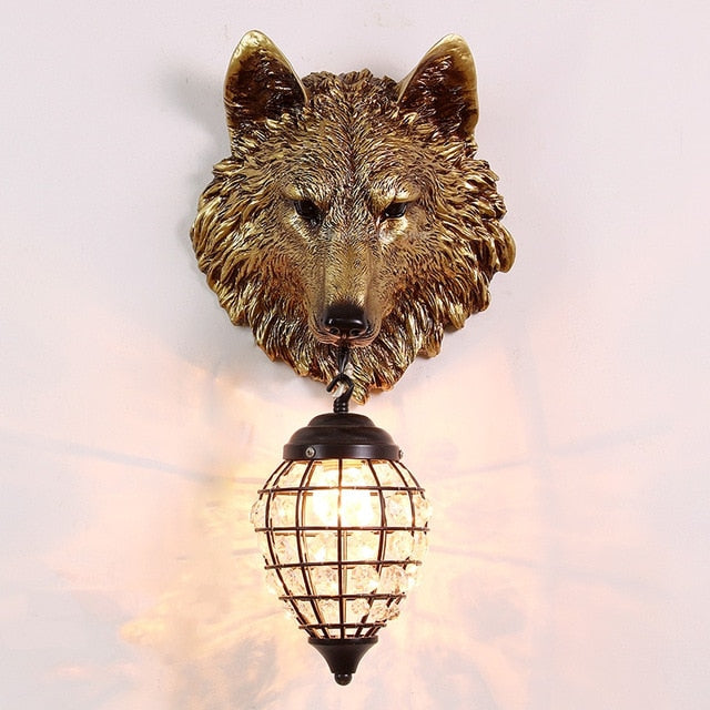 Resin Wolf Wall Lamp