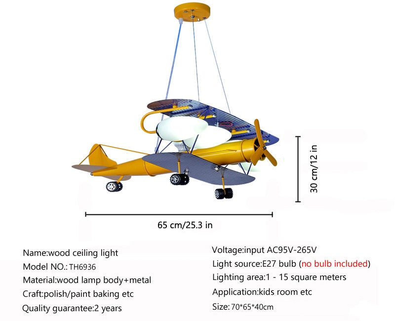 Airplane Hanging Lamp Light Kids Room