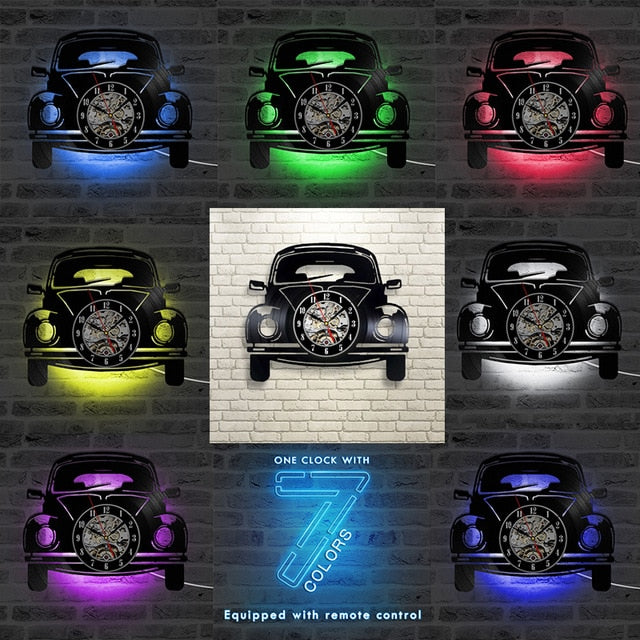 Car Shape LED Wall Clock 3D Design