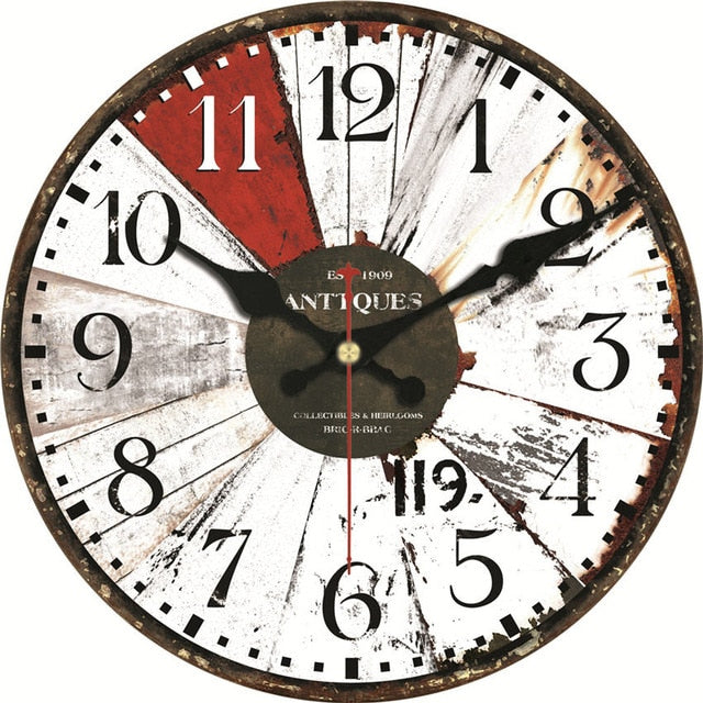 Vintage Wooden Wall Clock Brief Design Silent