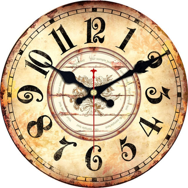 Vintage Wooden Wall Clock Brief Design Silent