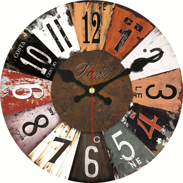Vintage Wooden Wall Clock Brief Design Silent