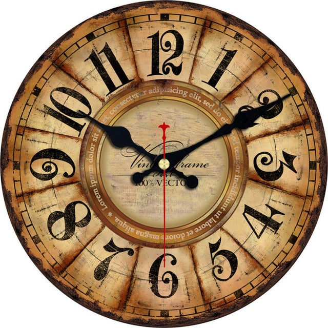 Vintage Wooden Wall Clock Brief Design Silent