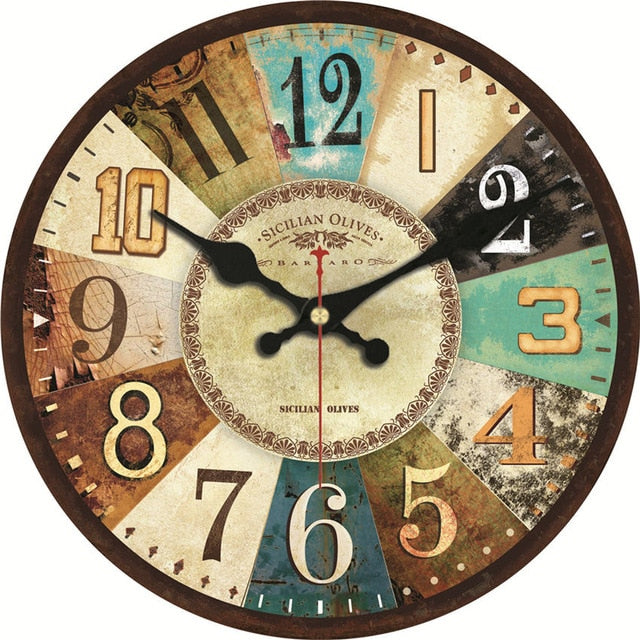 Vintage Wooden Wall Clock Brief Design Silent
