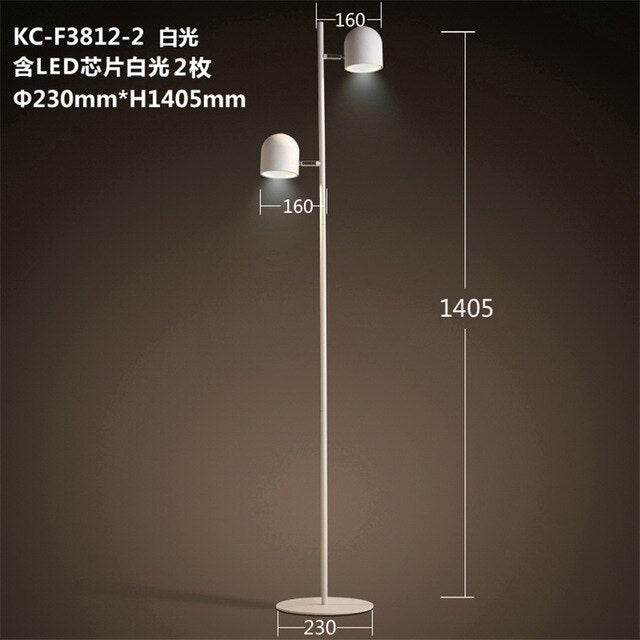 Adjustable 3-Bulb Slim Iron Floor Lamp