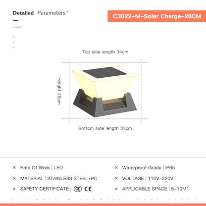 Outdoor Solar Lights Garden Light Column Lamps Waterproof Fence Gate Cap Light